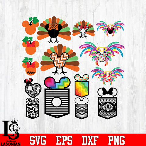 Bundle 6 Mickey vector random svg eps dxf png file