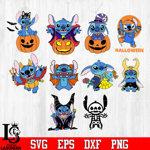 Bundle Halloween 10 Stitch Disney svg eps png dxf file