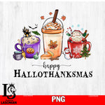 Happy Hallothanksmas coffee sublimation png