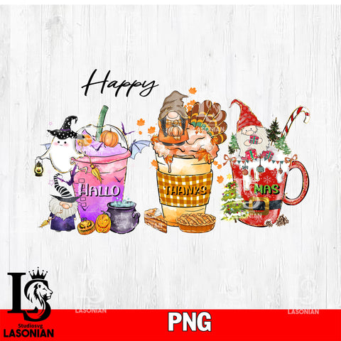 Happy Hallothanksmas sublimation gnome PNG file