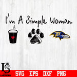 I'm a simple woman coffee paw Baltimore Ravens svg eps dxf png file