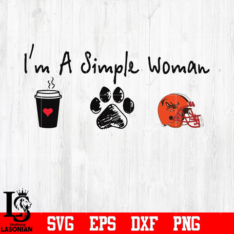 I'm a simple woman coffee paw Cleveland Browns svg eps dxf png file