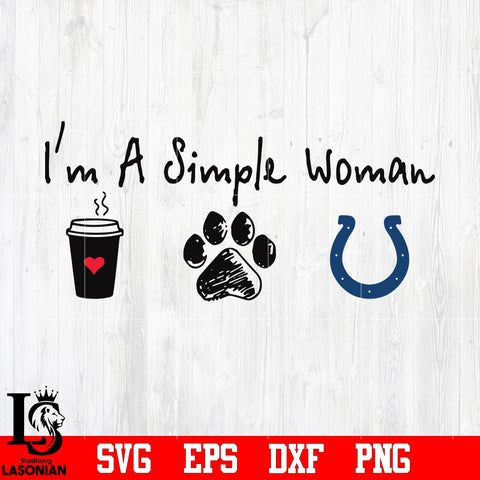 I'm a simple woman coffee paw Indianapolis Colts svg eps dxf png file