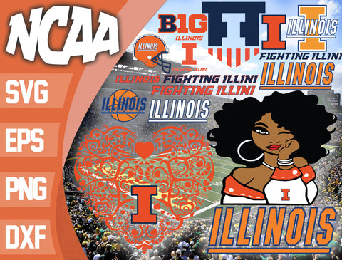 Illinois Fighting Illini svg eps dxf png file, bundle ncaa svg, ncaa svg