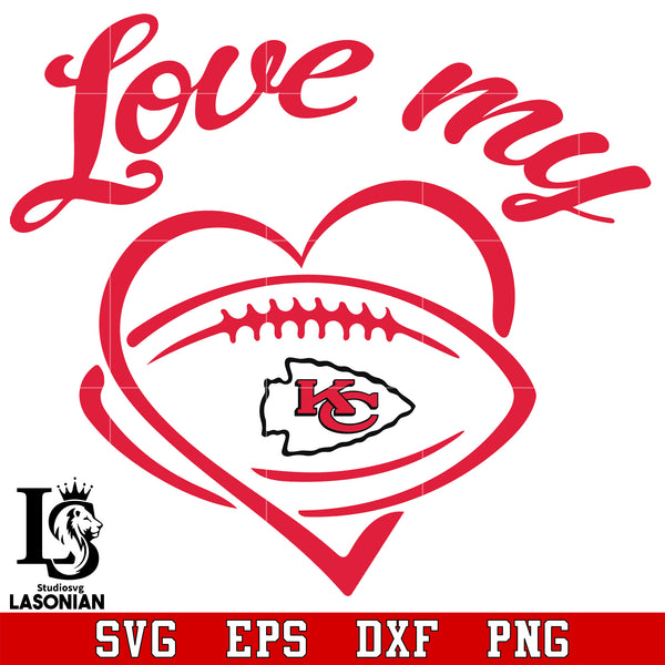 Kansas City Chiefs Heart Svg, Kansas City Chiefs Svg, Png Dxf Eps File