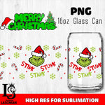 Merry grinch mas  PNG, Grinch Glass Cup Wrap , Libbey Can Glass Cup 7 PNG file, digital download