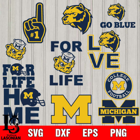 Bundle Logo Michigan Wolverines  football svg eps dxf png file