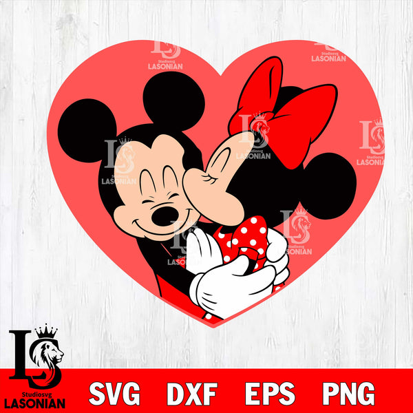 Mickey Minnie Herat Valentines Svg , Mickey Valentine's Day Svg Eps Dx 