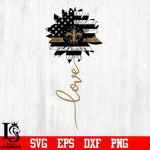 New Orleans Saints Love Sunflower svg eps dxf png file