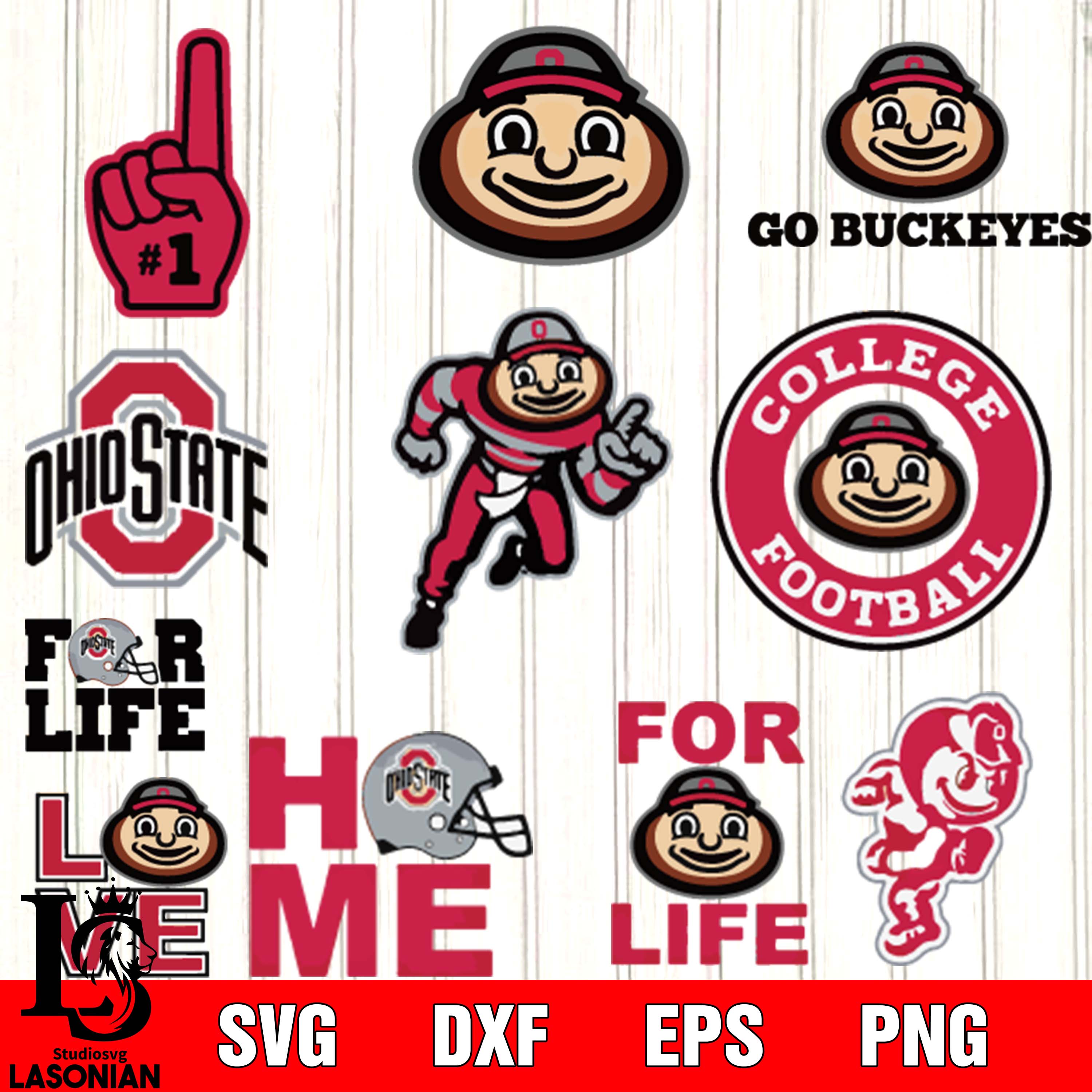 Bundle Logo Ohio State Buckeyes football svg eps dxf png file , Bundle ...