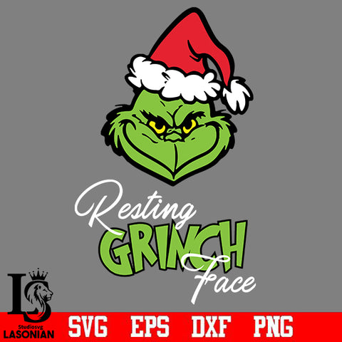 Resting Grinch Face Christmas svg dxf eps png file