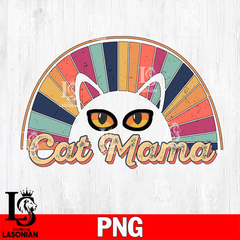 Retro Rainbow Cat Mama  Png file