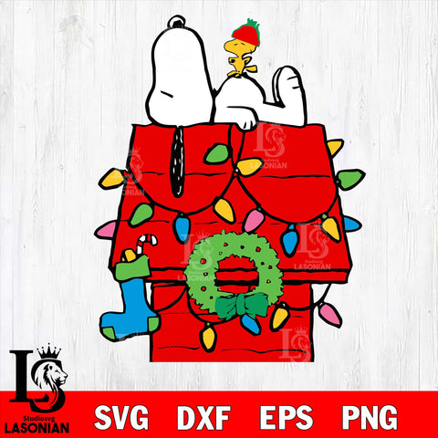 Snoopy Christmas svg eps dxf png file, Digital Download