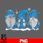 Three blue Christmas Gnomes PNG file, Digital Download