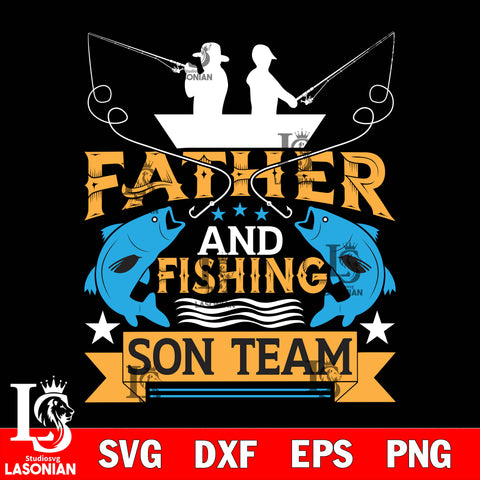 father and fishing son team  svg dxf eps png file Svg Dxf Eps Png file