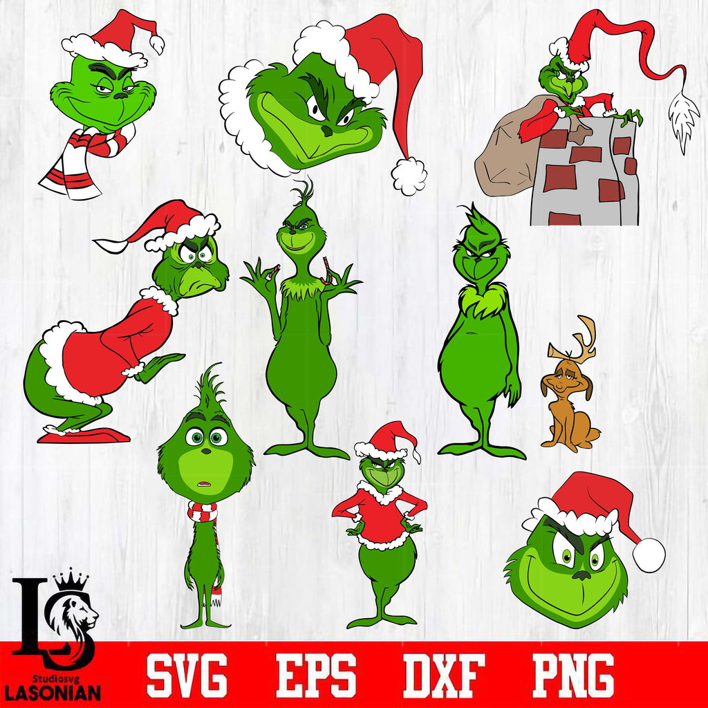 grinch bundle 9 file svg dxf pdf png file – lasoniansvg